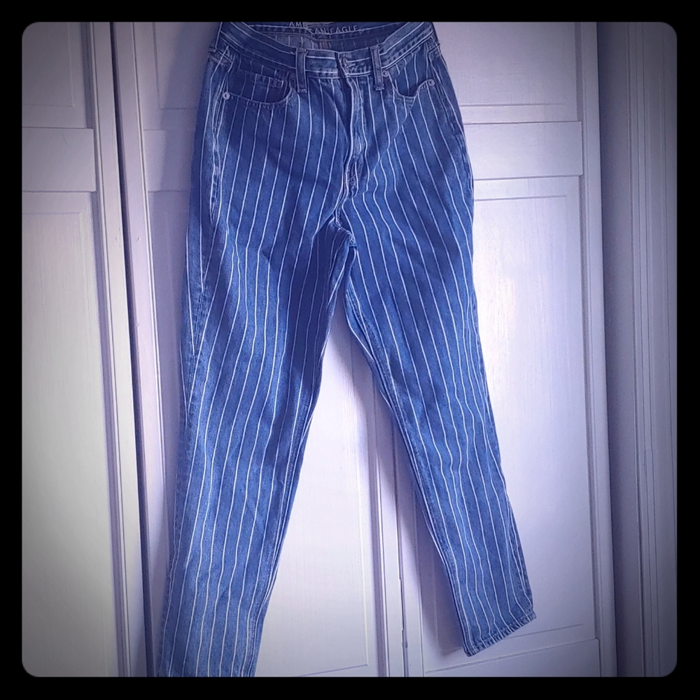 American Eagle Striped Mom Jeans